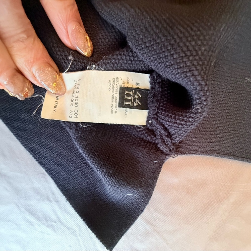 Les Copains 3/4 Sleeve Navy Boatneck Sweater Size 44/XL MSRP $550 from Saks - Picture 4 of 13
